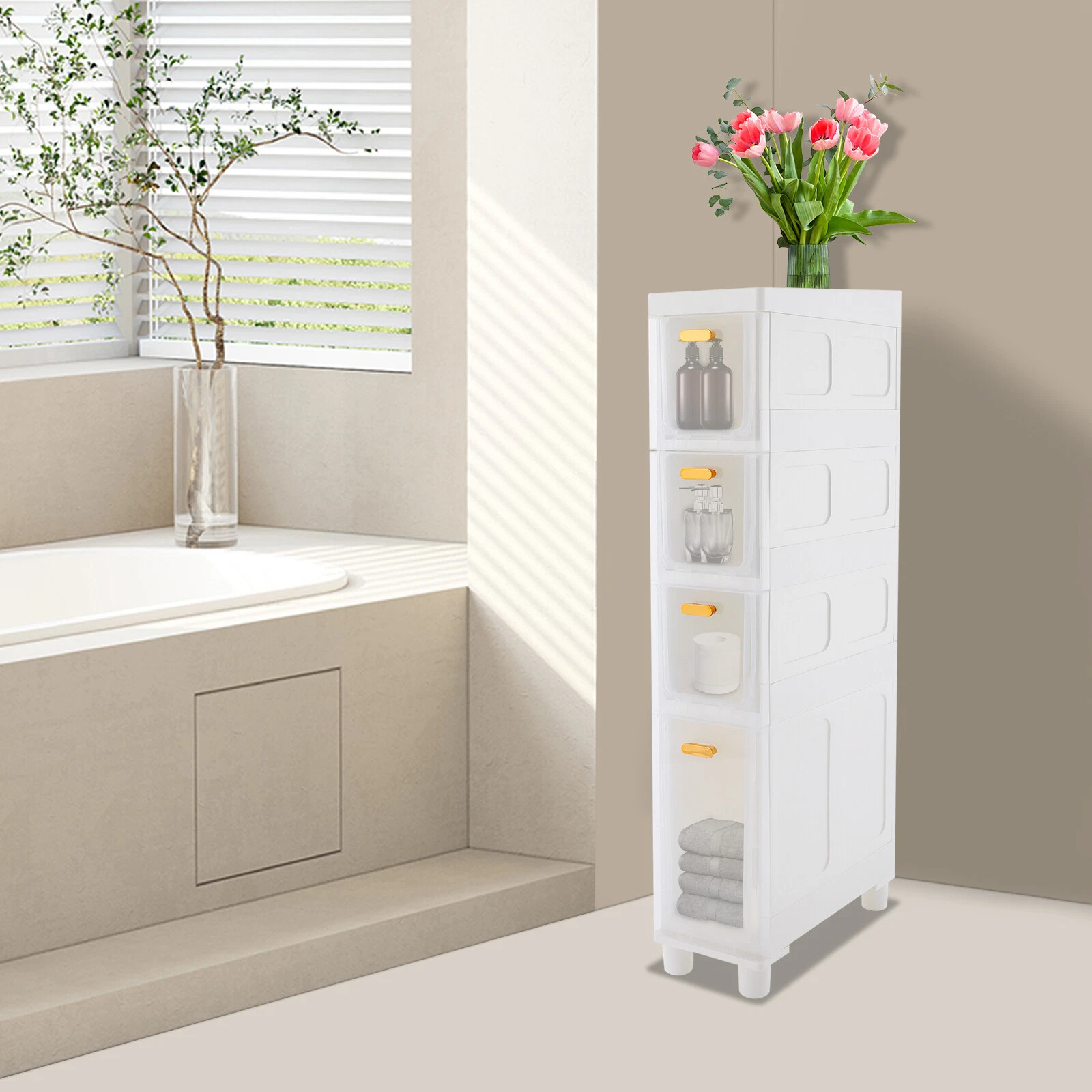 4 Layers Bathroom Floor Storage Cabinet Storage Cabine Bathroom Organizer